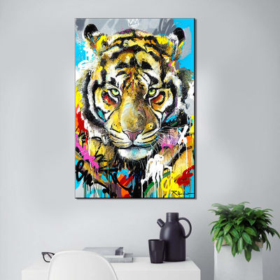 Impresiones de lienzos de diseño animal con pintura al óleo hecha a mano de gran tamaño en la pared