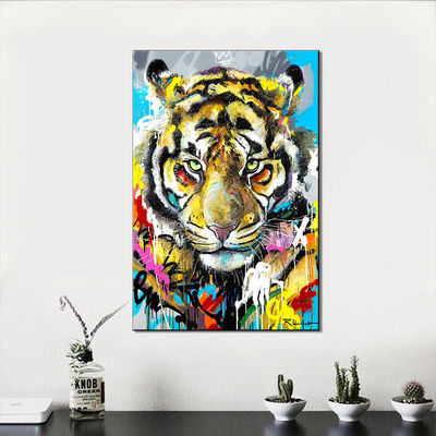 Impresiones de lienzos de diseño animal con pintura al óleo hecha a mano de gran tamaño en la pared