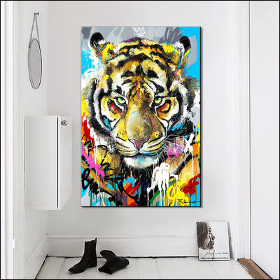 Impresiones de lienzos de diseño animal con pintura al óleo hecha a mano de gran tamaño en la pared