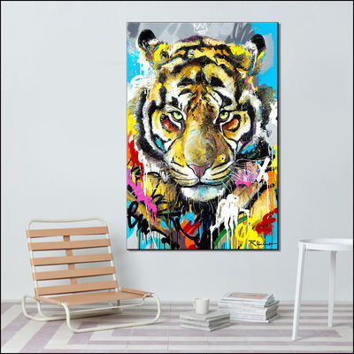 Impresiones de lienzos de diseño animal con pintura al óleo hecha a mano de gran tamaño en la pared