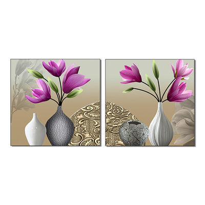 Vaso de flores dos paneles pintura a pulverización en lienzo diseño hermoso personalizado