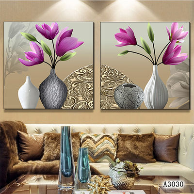 Vaso de flores dos paneles pintura a pulverización en lienzo diseño hermoso personalizado