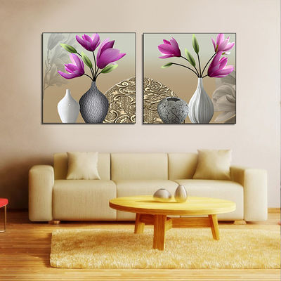 Vaso de flores dos paneles pintura a pulverización en lienzo diseño hermoso personalizado