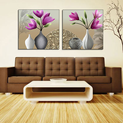Vaso de flores dos paneles pintura a pulverización en lienzo diseño hermoso personalizado