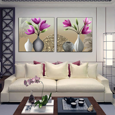 Vaso de flores dos paneles pintura a pulverización en lienzo diseño hermoso personalizado