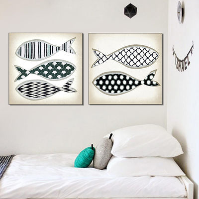 Imágenes de peces Impresiones de lienzo Pintura en aerosol Popular en el mercado europeo Diseño moderno minimalista