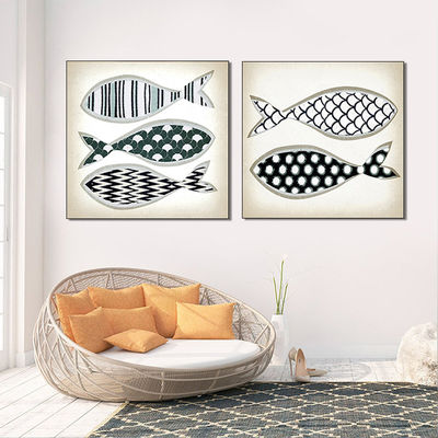Imágenes de peces Impresiones de lienzo Pintura en aerosol Popular en el mercado europeo Diseño moderno minimalista