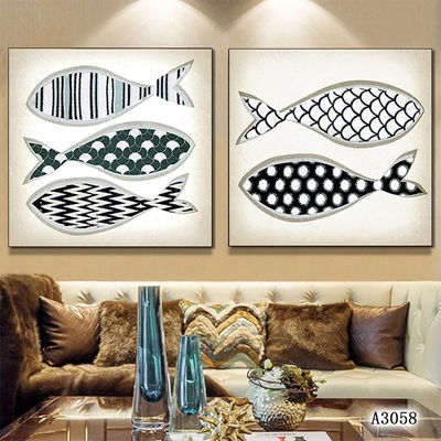 Imágenes de peces Impresiones de lienzo Pintura en aerosol Popular en el mercado europeo Diseño moderno minimalista