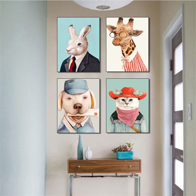 Perros lindos Impresiones de lienzo Decoración de pared Cuatro paneles Decoración popular para el hogar