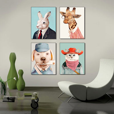 Perros lindos Impresiones de lienzo Decoración de pared Cuatro paneles Decoración popular para el hogar