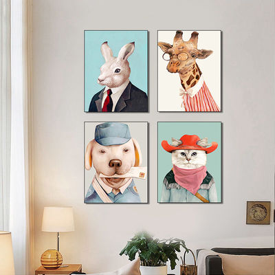 Perros lindos Impresiones de lienzo Decoración de pared Cuatro paneles Decoración popular para el hogar