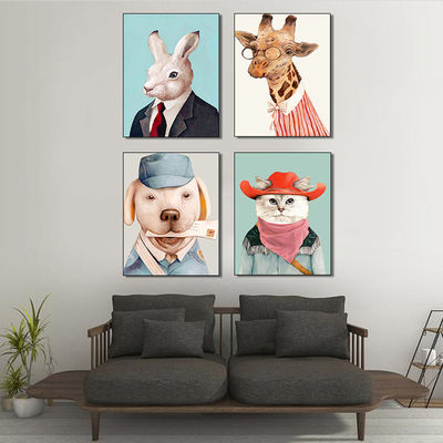 Perros lindos Impresiones de lienzo Decoración de pared Cuatro paneles Decoración popular para el hogar