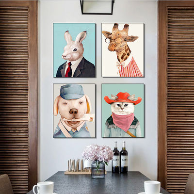 Perros lindos Impresiones de lienzo Decoración de pared Cuatro paneles Decoración popular para el hogar