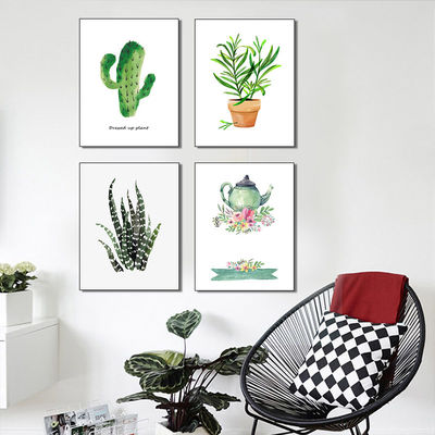 Pequeñas plantas lindas diseño Impresiones de lienzo para decoración de paredes Oficina o decoración del hogar