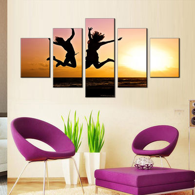 Jumping Girl In The Sun estampados de lona decoración de pared de la sala de estar decoración de oficina