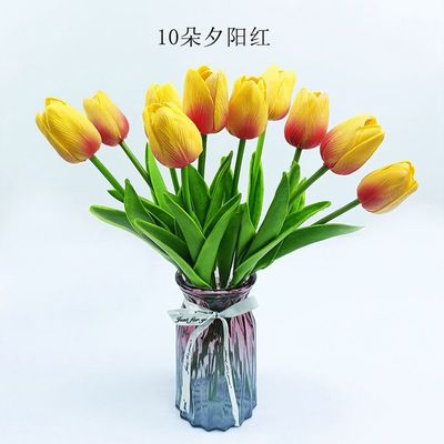 Flor de tulipán de poliéster de plástico para la decoración del hogar