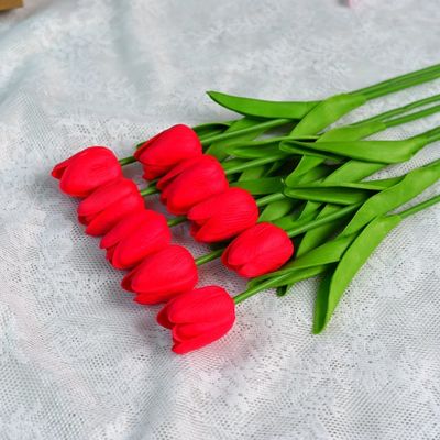 Flor de tulipán de poliéster de plástico para la decoración del hogar