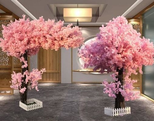 Popular flor artificial para decoración de eventos flores de cerezo en color rosa mejor venta
