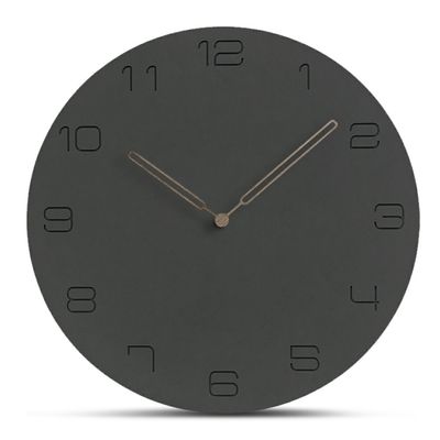 Reloj de pared negro de 5 mm Mdf Decoración de la sala de estar Reloj de pared silencioso