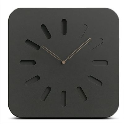 Reloj de pared de madera negro gris cuadrado para sala de estar u oficina