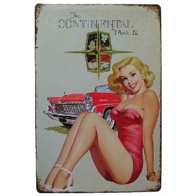 Vintage Sexy Lady Pin Up Girl Pintura de carteles de lata, cartel de arte de placa de metal, pegatina de pared Bar Casa de café Café Decoración del hogar
