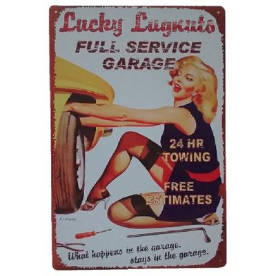Vintage Sexy Lady Pin Up Girl Pintura de carteles de lata, cartel de arte de placa de metal, pegatina de pared Bar Casa de café Café Decoración del hogar