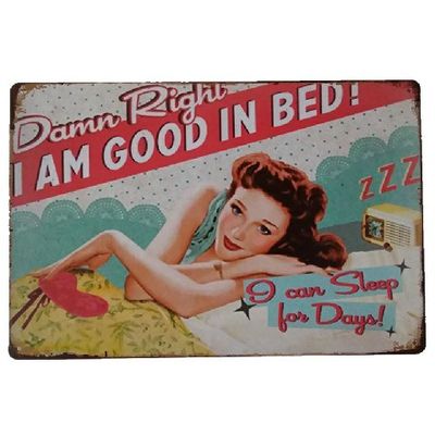 Vintage Sexy Lady Pin Up Girl Pintura de carteles de lata, cartel de arte de placa de metal, pegatina de pared Bar Casa de café Café Decoración del hogar