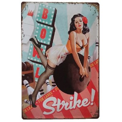 Vintage Sexy Lady Pin Up Girl Pintura de carteles de lata, cartel de arte de placa de metal, pegatina de pared Bar Casa de café Café Decoración del hogar