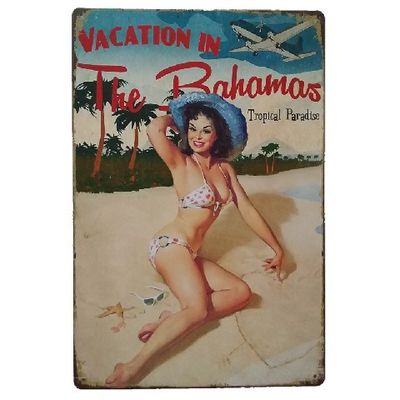 Vintage Sexy Lady Pin Up Girl Pintura de carteles de lata, cartel de arte de placa de metal, pegatina de pared Bar Casa de café Café Decoración del hogar