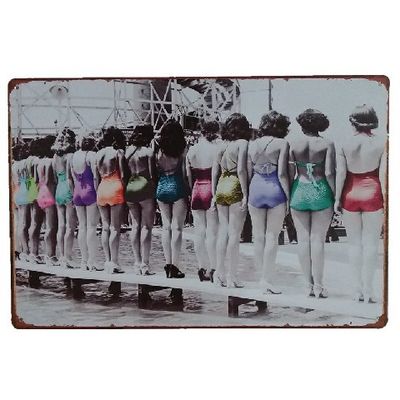 Diseño de personajes de primera calidad Lechado de hojalata, Rectangular Metal Publicidad Lechado de hojalata para la pared del cartel