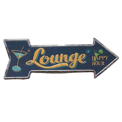 En forma de flecha Pastel de época Etiquetas de lata metálica, cartel de placa para la pared del club de bar OEM