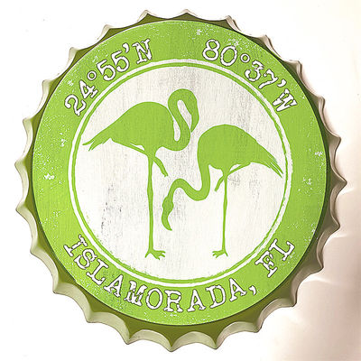 Botella promocional redonda con tapa superior Poster de metal con forma de tapa, cartel de cerveza de lata con 3D
