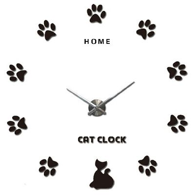 Reloj de arte de pared de garra de gato 3D grande estilo vintage Reloj de pared