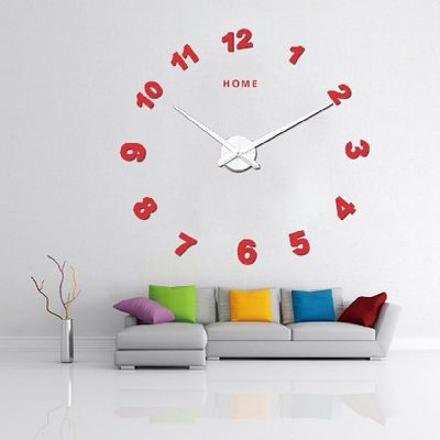 Diy Acrílico Espejo Autoadhesivo Adhesivos Reloj de pared de casa Reloj de pared de gran tamaño moderno