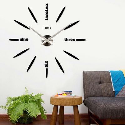 3D Moderno bricolaje Acrílico Espejo Casa Reloj de pared Autoadhesivo Adhesivos Gran Decoración Reloj de pared