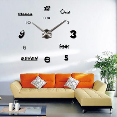 Retro autoadhesivo adhesivos mudos relojes de pared decorativos para el salón gran reloj de pared colgante