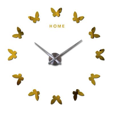 Romántico Mariposa Reloj de pared grande y elegante Decoración Espejo pegatinas de pared Reloj de pared moderno