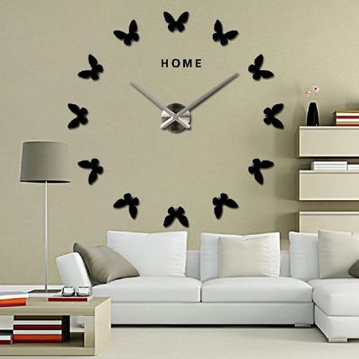 Romántico Mariposa Reloj de pared grande y elegante Decoración Espejo pegatinas de pared Reloj de pared moderno