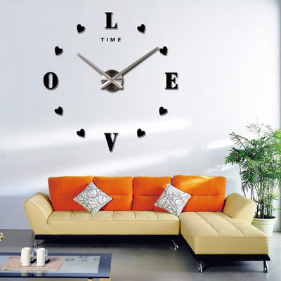 Carta de amor pegatinas de pared autoadhesivas relojes de pared modernos únicos espejo acrílico reloj de pared personalizado