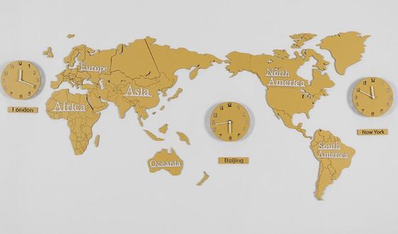 Mapa del mundo Reloj de pared de madera Creativo Reloj de pared colgantes grandes