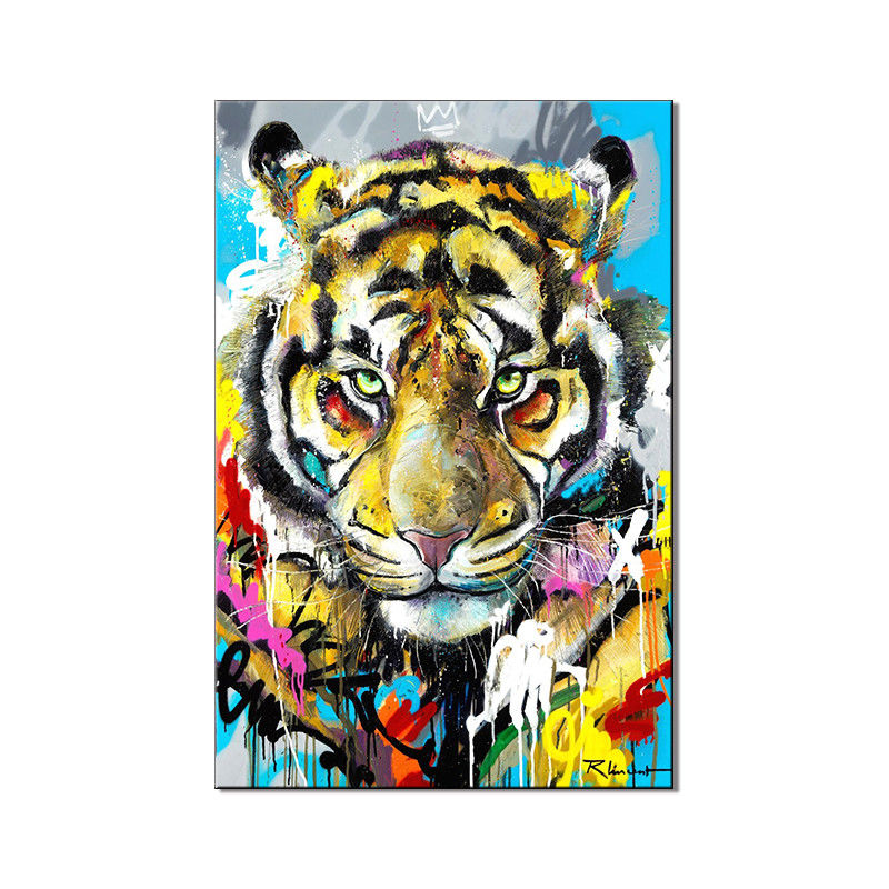 Impresiones de lienzos de diseño animal con pintura al óleo hecha a mano de gran tamaño en la pared