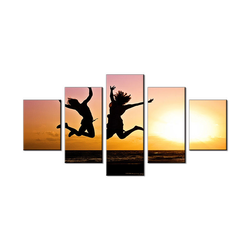 Jumping Girl In The Sun estampados de lona decoración de pared de la sala de estar decoración de oficina