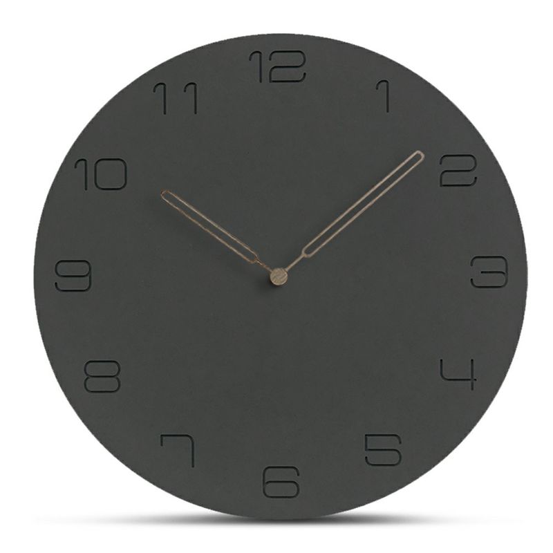 Reloj de pared negro de 5 mm Mdf Decoración de la sala de estar Reloj de pared silencioso