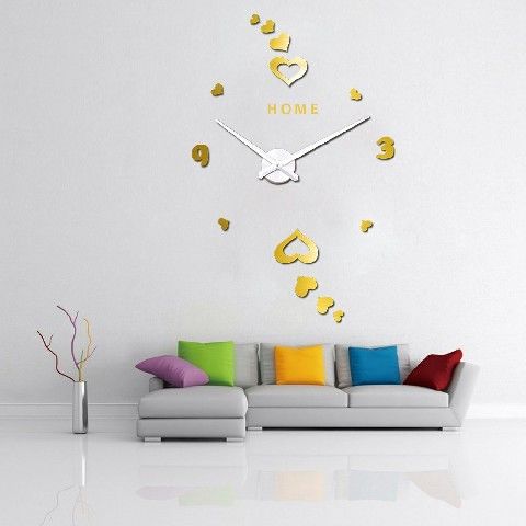 Arabe Corazón Digital Romántico Reloj de Pared de Arte Decoración para el Hogar Reloj de Pared Colgante 3D Grande