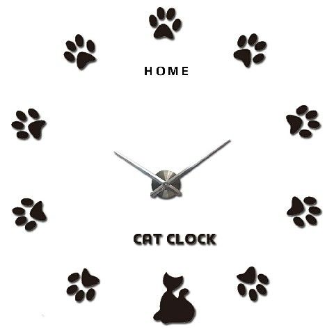 Reloj de arte de pared de garra de gato 3D grande estilo vintage Reloj de pared