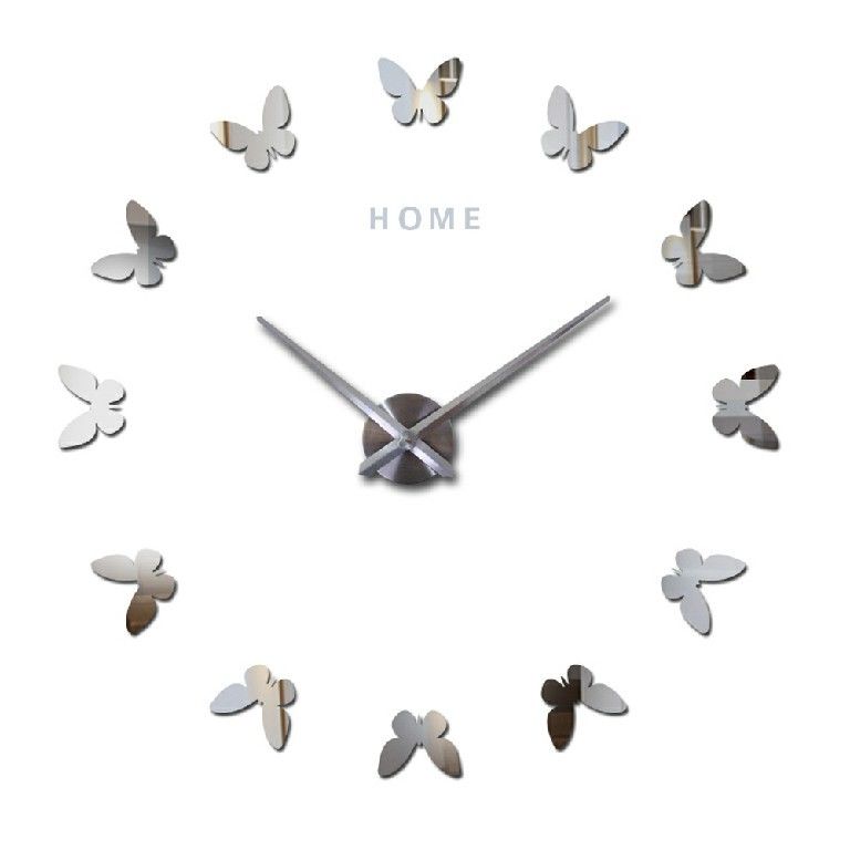 Romántico Mariposa Reloj de pared grande y elegante Decoración Espejo pegatinas de pared Reloj de pared moderno