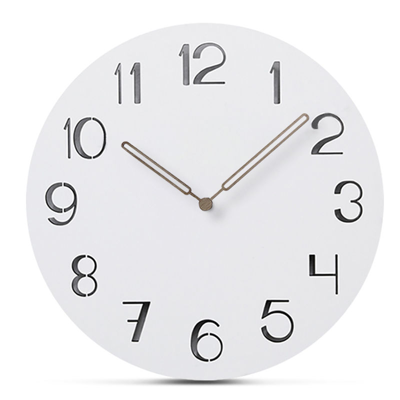 Números árabes nórdicos Reloj de pared moderno Decoración de sala de estar de madera Relojes de pared para sala de estar