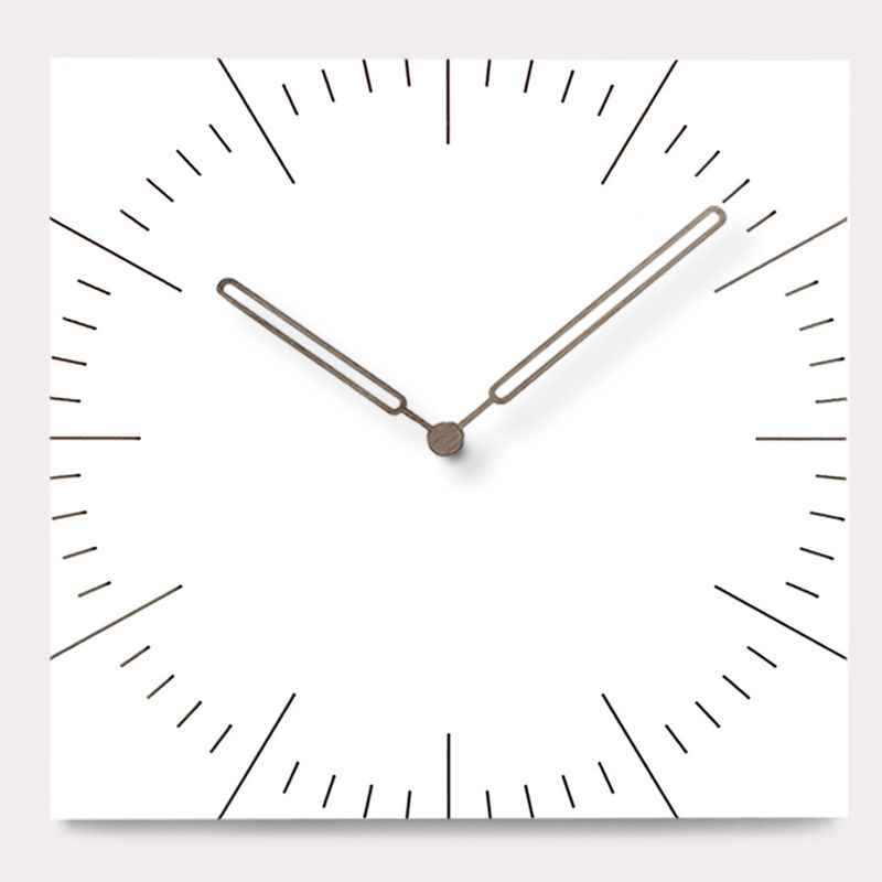 Relojes de pared decorativos cuadrados para el salón Breve MDF mudo Madera Reloj de pared colgante grande con aguja