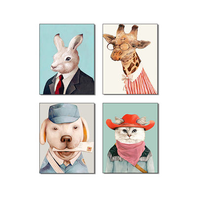 Perros lindos Impresiones de lienzo Decoración de pared Cuatro paneles Decoración popular para el hogar